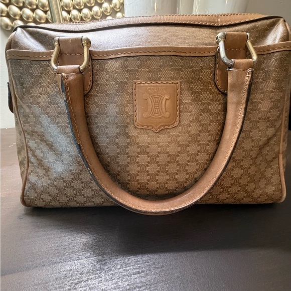 Celine Handbags - Celine Tan Monogram Satchel